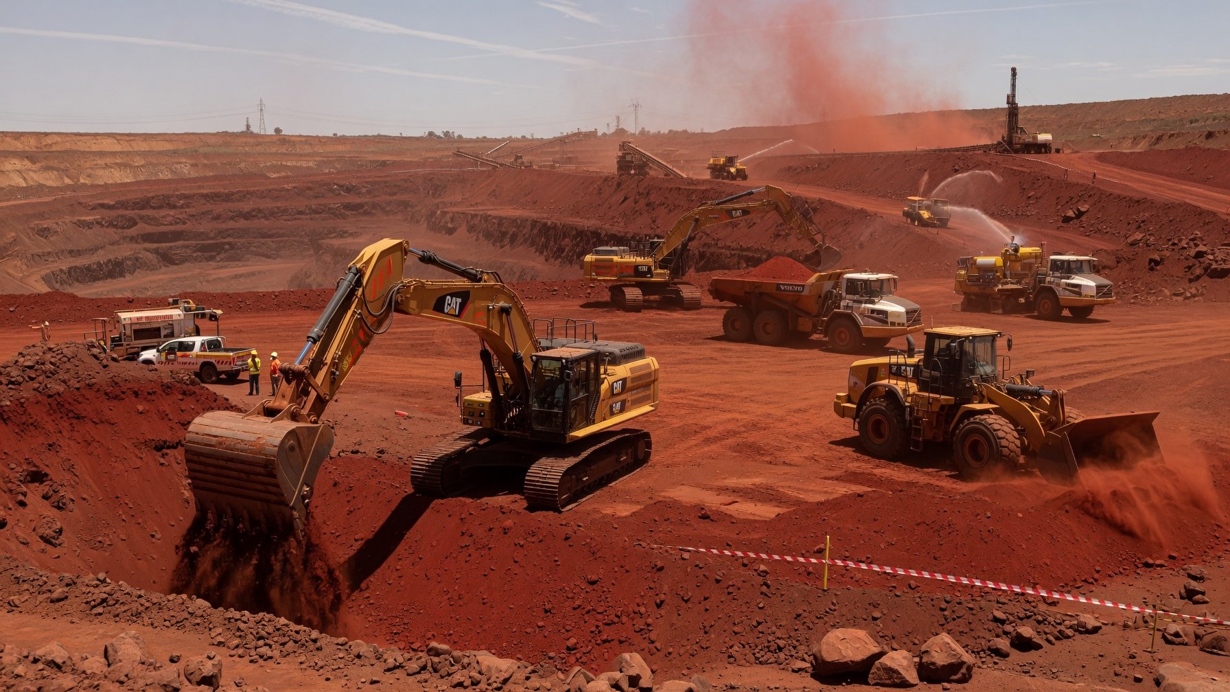 Civil works and earthmoving at a mining site